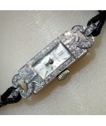 Earth mined Diamond Solid Platinum Ladies Deco Watch Gatsby era 1920s St... - €2.788,07 EUR