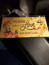 This Home is Built on Love  5 x 10 Wood Plank Design Hanging Sign - $13.49