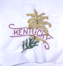 Kentucky Floral Embroidered Quilted Square Frameable Art State Needlepoi... - £22.25 GBP