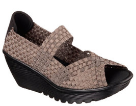 SKECHERS Cali Parallel Compensé Sandale Bronze Sparkle Panier Tissé Tail... - £15.81 GBP