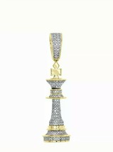 10K Yellow Gold Plated Simulated Diamond King Chess Piece Pendant Charm 0.40 CT. - £113.69 GBP