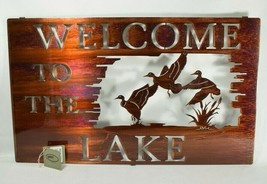 Welcome to the Lake 20 inch Laser Cut Metal Decorative Hanging Wall Art Rustic - £32.23 GBP