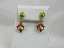 Vintage Colorful Goldtone Gold Tone Pierced Drop Earrings 52451 - $15.83