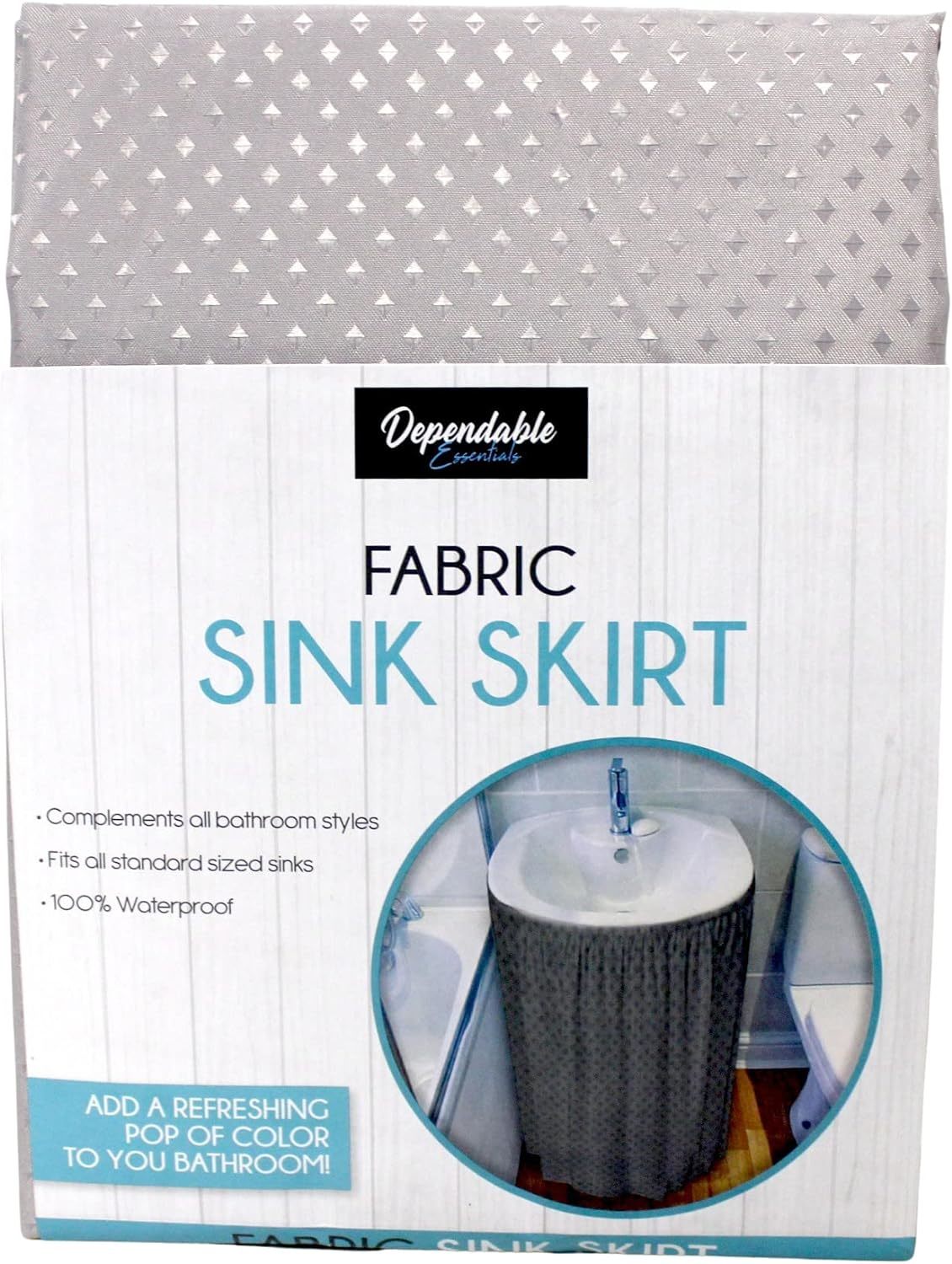 Diamond Stitch Fabric Bathroom Sink Skirt Utility Sink Waterproof, Gray)... - $38.99