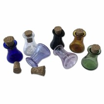 Mini Glass Color Flask Bottles Model Cute Bottles With Cork Little Flat ... - £10.78 GBP