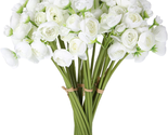 Artificial Silk Ranunculus Flower Realistic Faux Rose 36 Pcs with Long S... - £37.57 GBP