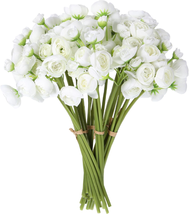Artificial Silk Ranunculus Flower Realistic Faux Rose 36 Pcs with Long Stems Bul - £37.57 GBP