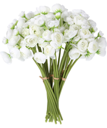 Artificial Silk Ranunculus Flower Realistic Faux Rose 36 Pcs with Long S... - £37.53 GBP