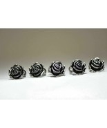 5 rose ring lot stainless steel band women girls - £23.29 GBP