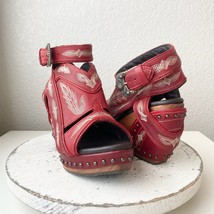 Lane Boots LEXINGTON Womens Red Wedges 7 Western Sandals Cowgirl Wooden ... - $148.50