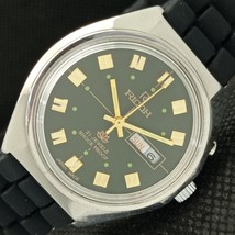 ELEGANT OLD RICOH R31 JAPAN MENS AUTOMATIC WRIST GREEN DIAL WATCH a425300-1 - £19.52 GBP