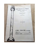 1936 New York City Metropolitan Opera Company Theatre Lyric Theatre Balt... - £11.40 GBP