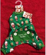 Pet Central Dog Holiday Joy Pajamas SMALL Green W/ Penguins “I Party Wit... - £9.37 GBP