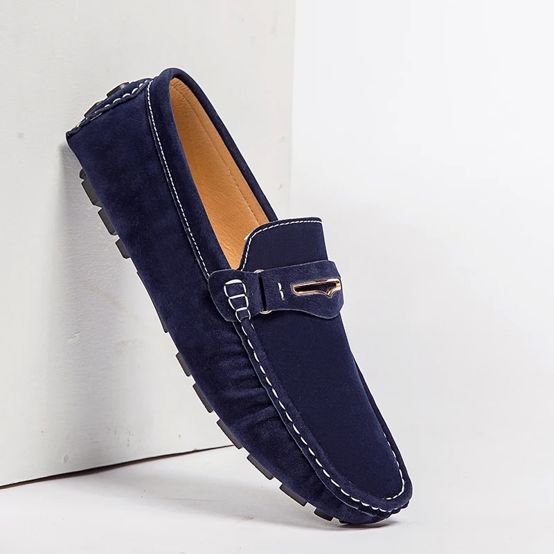Men&#39;s Loafers Leather Suede Loafers Flat Moccasins Men Shoes High Qualit... - $46.49