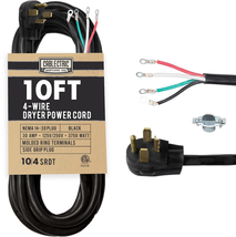10 Foot Dryer Cord - Black 4 Prong Extension Cord, 10/4 SRDT, 30 Amp Dry... - €68,85 EUR