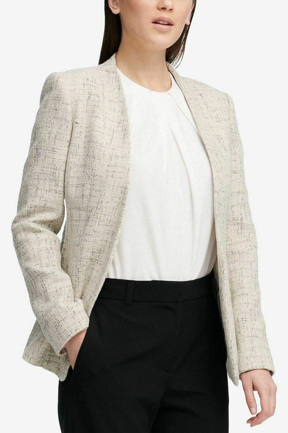 DKNY Collarless Tweed Blazer Beige city oasis sz 10 new - $75.29