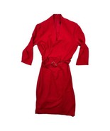Ivy Blue V Neck Belted Long Sleeve Red Dress Size 12 - £15.85 GBP
