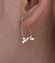 Silver bow safety pin earrings - £8.01 GBP