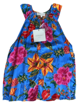 Cynthia Rowley Women&#39;s Blouse Top Sleeveless Halter 100%Rayon Size S Blue Floral - £15.63 GBP