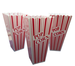3 Popcorn Tubs, plastic - Vintage/Retro! Reusable Bowls Movie Tub Style ... - £9.50 GBP