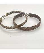 2 Vintage Brass Braided w/Copper bracelets unique handmade costume jewelry - £11.65 GBP