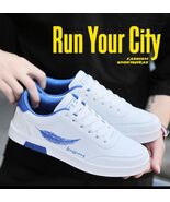 Zapatos Casuales Blancos Zapatillas De Cuero Moda Deportivos Cómodas Par... - $49.25