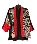 Chico&#39;s Travelers Brand Jacket Top (1) Sz M Open Cardigan Black Red Trav... - $67.68 CAD