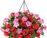 Artificial Fake Hanging Plants Flowers Basket for Spring Outdoor Porch D... - $41.78