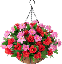 Artificial Fake Hanging Plants Flowers Basket for Spring Outdoor Porch Decoratio - £33.50 GBP