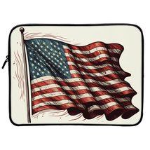 American Flag Graphic 2-Sided Print 16&quot; Laptop Sleeve - Patriotic Laptop Sleeve  - £27.69 GBP