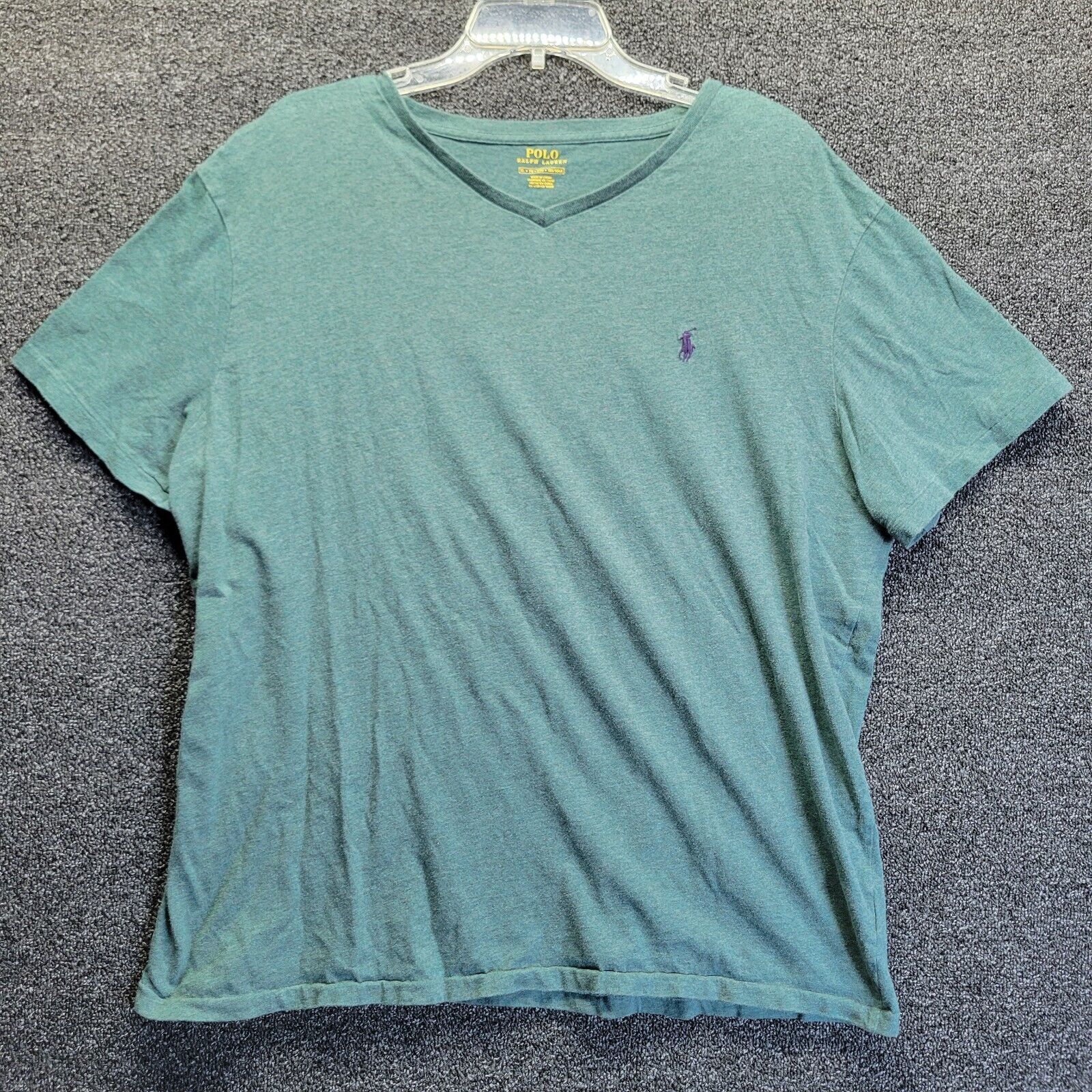 Primary image for Polo Ralph Lauren V-neck T-shirt Adult Men's Size XL - 100% Cotton - Grey