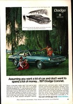 1970 Blue Dodge Coronet Brougham &#39;71 Luxury Car Original Vintage Print A... - £19.21 GBP