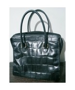 Carlos Falchi Vintage Wm&#39;s Blanket Stitched Leather Rolled Handle Black ... - $76.71 CAD