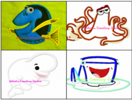 Finding Dory Set Of 4 Machine Embroidery Applique Get Instant Download - £9.48 GBP