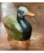 Vintage Hand Painted Wooden Duck Trinket Box - $282.25 MXN