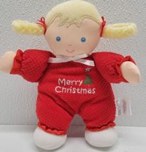 Carters Merry Christmas Baby Girl Doll Thermal Stuffed Plush Rattle Toy Blond - $40.53