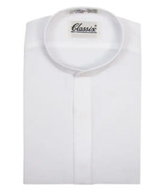 Men&#39;s Banded Neck Long Sleeve Stand Mandarin Collar Button Up Dress Shirt 4XL - £12.52 GBP
