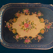 50% OFF Dark Green Heavy Large hand Painted Floral Tray Item 175 - $193.05