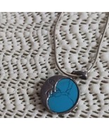 Vintage Sterling Silver Moon Turquoise Pendant on Silver Chain - $380.15 MXN