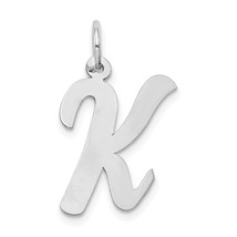 14K White Gold Large Script Initial Letter K Charm Jewerly 22mm x 12mm - £81.27 GBP