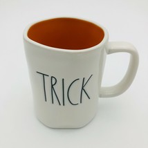 Rae Dunn Trick Treat Mug White Black Letters Orange Interior 16 ounce Halloween - £11.99 GBP