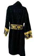 Authentic L NEW $750 VERSACE Black Gold Terry Cloth LOGO Unisex Bath Robe Medusa image 7