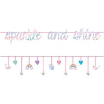 Magical Rainbow Sparkle and Shine Birthday Double Banner Kit Decoration - $12.59