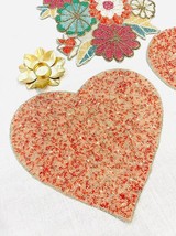 Table Runner Handmade Beaded Heart Shape Placemat/Red Gold Mat ‎25L x 35... - £36.93 GBP