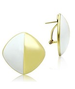 Gold Plated White Enamel Square Earrings - €9,01 EUR