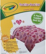 CRAYOLA SWEET HEARTS FLOWERS PINK COMFORTER SHEETS 4PC TODDLER BEDDING S... - £37.39 GBP