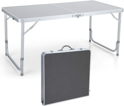 ALPHA CAMP 4ft Folding Camping Table Aluminum Adjustable Height Picnic Table - £72.73 GBP