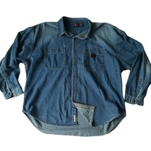BUGLE BOY Medium Denim Jean Snap Front Shirt Shacket Vintage 90&#39;s  Y2K 3XL - £11.77 GBP
