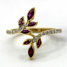 Amethyst Diamonds Leaf Cocktail Ring 14kt Yellow Gold Over Ring For Gift 2.10Ct - £74.18 GBP