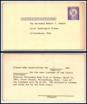 1961 US Postal Card - District Ministers Club, Millersburg, OH to Millersburg C4 - £2.36 GBP